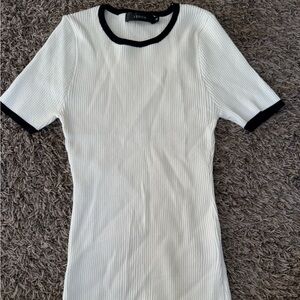 Women's White and Black Trim Top